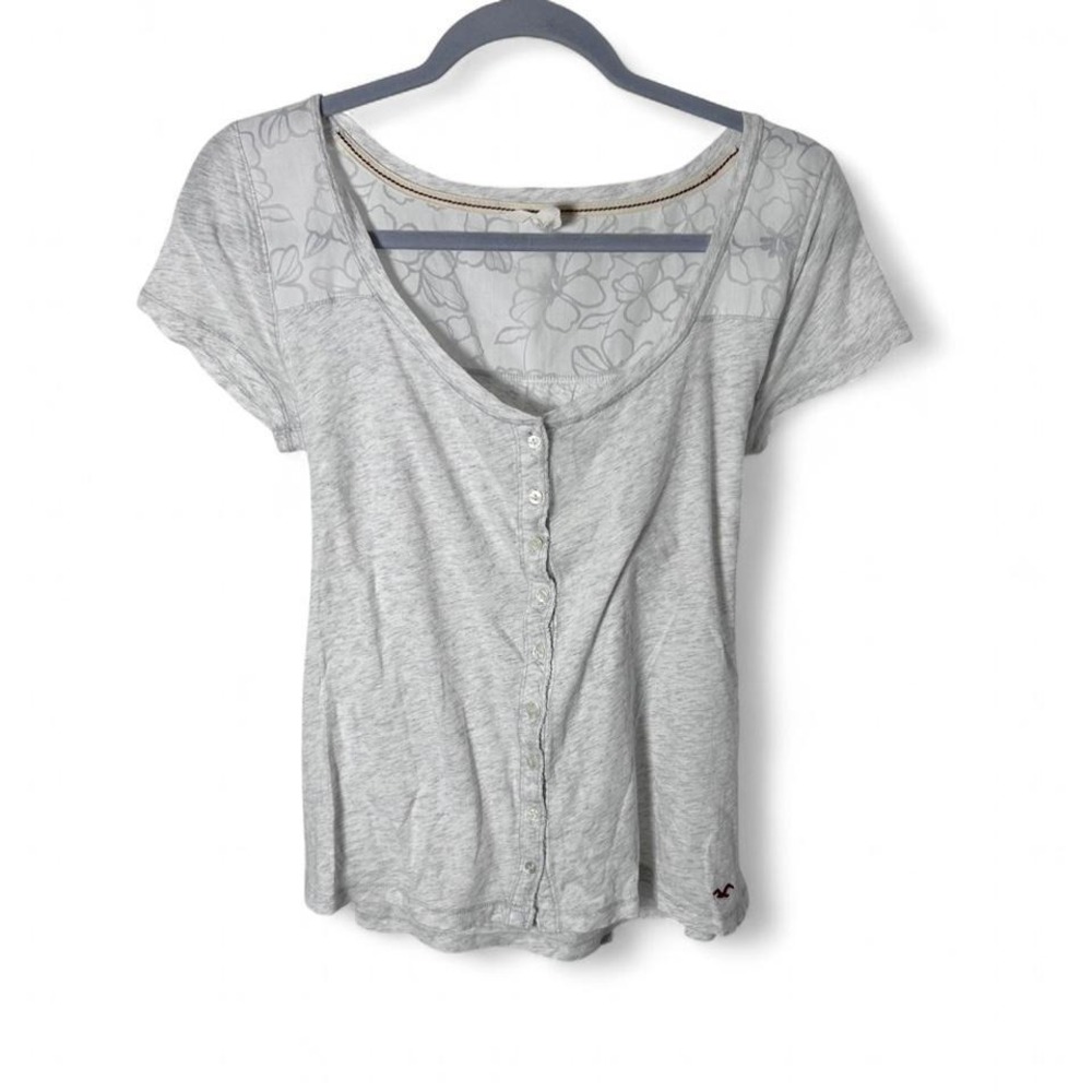 Vintage Y2k Grey and white Hollister floral  top with tie back #coquette #floral